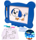 Toyshine Big Magic Pad Light Up LED Drawing Tablet with Stencils, 4 Neon Pens, Dry Eraser, Glow Boost Card - Blue