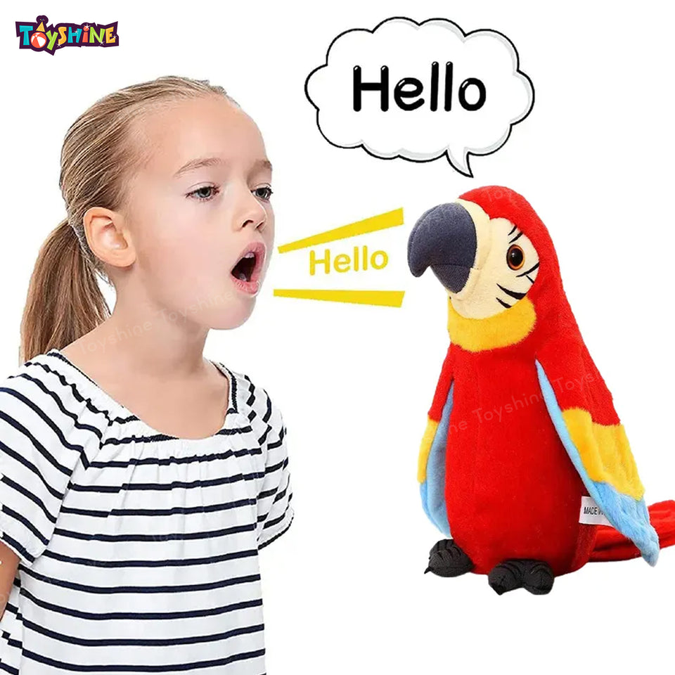 Toyshine Talking Macaw Parrot Repeat What You Say Stuffed Animal Plush Toy Electronic Record Animated Bird with Shaking Wings Feature Speaking Parrot Pet Toy for Kids Boys Girls