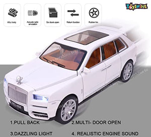 Toyshine 1:22 Rolls Die Cast Scale Model Display Car with Opening Doors Music and Lights | Made of Metal Toy Vehicle for Kids, Adults, Collectors - White B