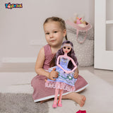 Toyshine Big Size 21" Stunning Look Anne Fashion Doll with 3D Eyes & Folding Hands Pretend Play Gift for Girls Kids Role Play Toy for Age 3+, Blue