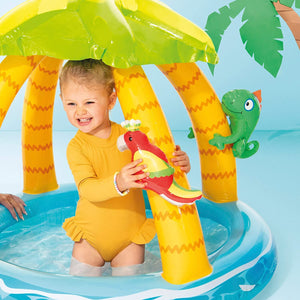 Toyshine Inflatable Children's Pool for Babies, Tropical Island, for Children from 1 to 3 Years, 45-Litre Capacity, Inflatable Floor, 102 Cm X 86 Cm