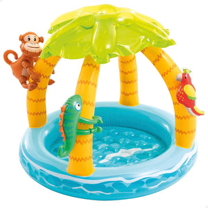 Toyshine Inflatable Children's Pool for Babies, Tropical Island, for Children from 1 to 3 Years, 45-Litre Capacity, Inflatable Floor, 102 Cm X 86 Cm