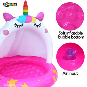 Toyshine Unicorn Baby Pool Tub Swimming Pool with Canopy Play Centre Toy for Kids - 40 x 40 Inches