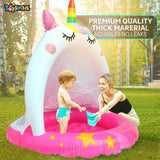 Toyshine Unicorn Baby Pool Tub Swimming Pool with Canopy Play Centre Toy for Kids - 40 x 40 Inches