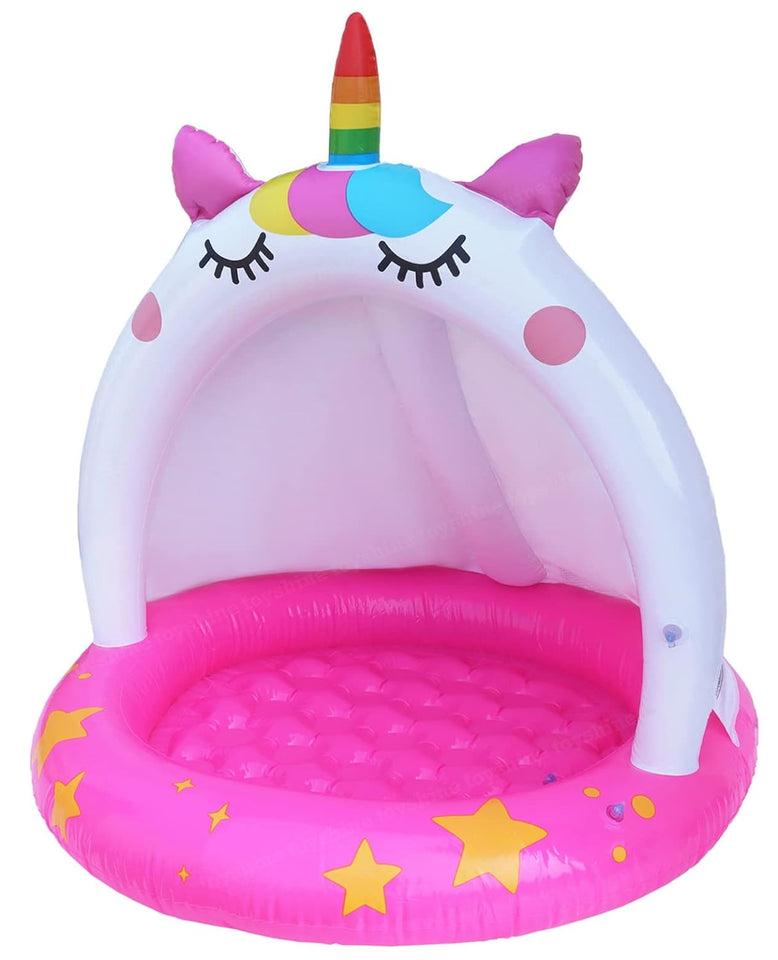 Toyshine Unicorn Baby Pool Tub Swimming Pool with Canopy Play Centre Toy for Kids - 40 x 40 Inches