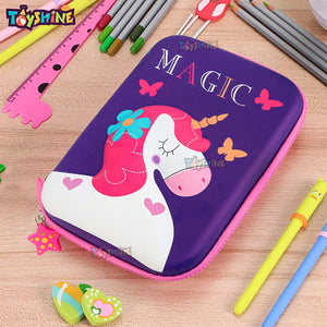 Toyshine Unicorn Magic Hardtop Pencil Case with Compartments - Kids Large Capacity School Supply Organizer Students Stationery Box - Girls Boys Pen Pouch (TS-2022)