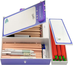 Toyshine Pencil Box with Code Lock Pen Case Large Capacity Multi-Layer Multi-Function Storage Bag Secret Compartment Pencil Box - Dino Multi-Color