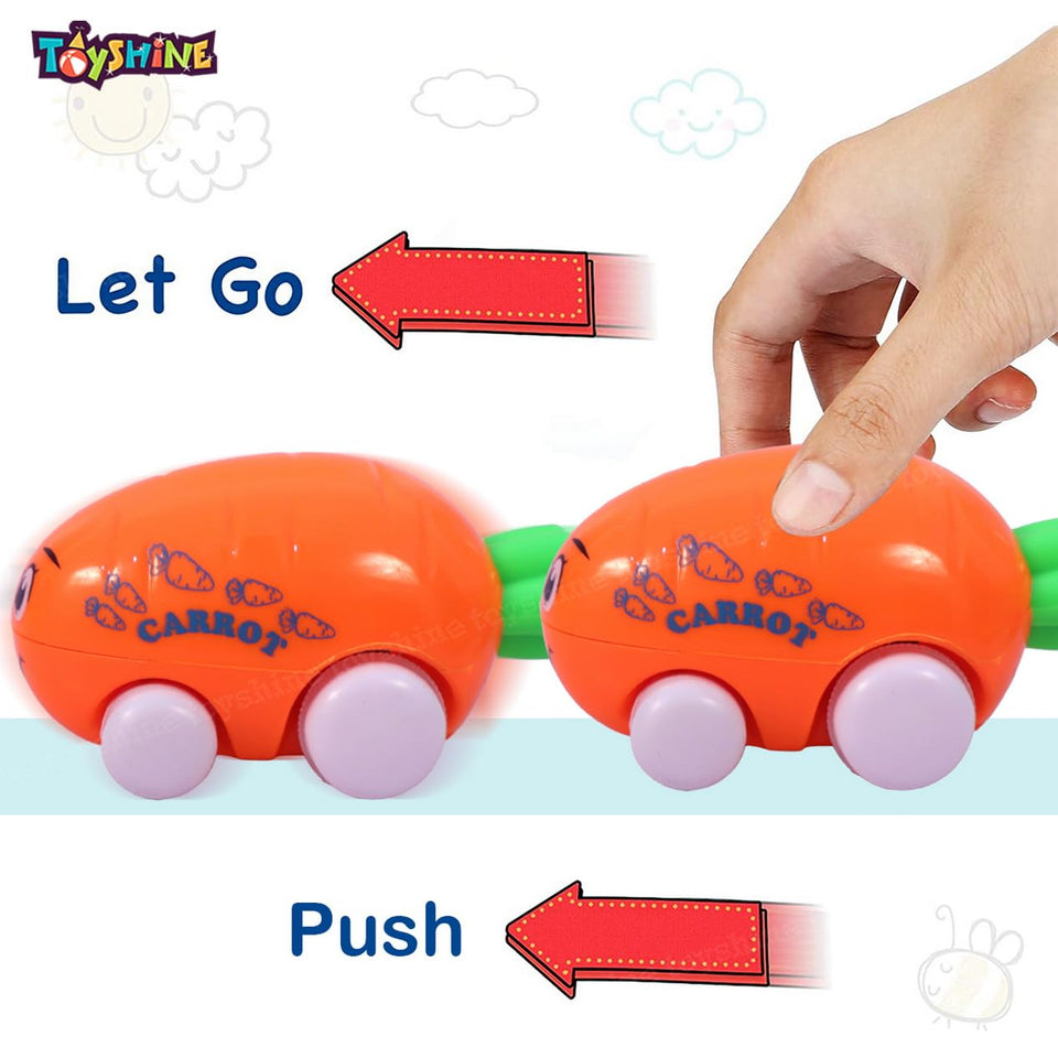 Toyshine Pack of 4 Vegetables Easy-Grip Cuties Vehicles Push and Go Play Set Friction Powered Vehicles for Babies Toddlers Kids Boys Girls 3+ Years Old