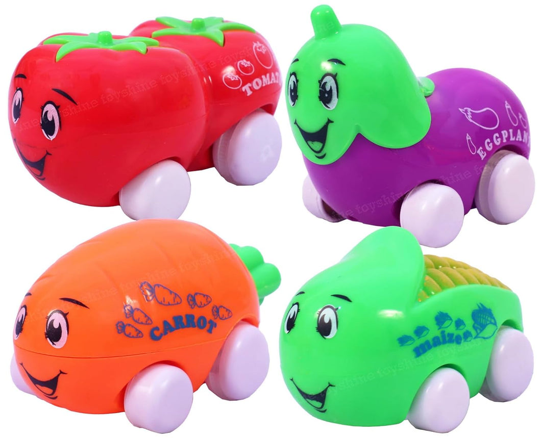 Toyshine 4pc of Vegetables Easy-Grip Cuties Vehicles Push and Go Play Set Vehicles for Babies