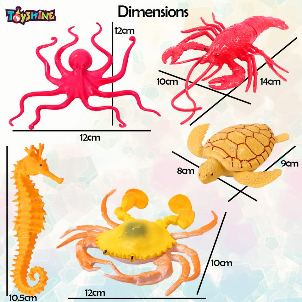 Toyshine Pack of 11 (6 Animals, 5 Trees) Sea World Animals Toy Figure Playing Set for Kids