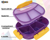 Toyshine Bento Box for Kids and Adults, 4 Compartments Sealed and Leak-proof Lunch Box, Keep Foods Separated Food Storage Container, Food-Safe Materials - Purple