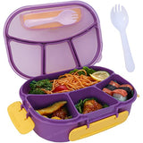 Toyshine Bento Box for Kids and Adults, 4 Compartments Sealed and Leak-proof Lunch Box, Keep Foods Separated Food Storage Container, Food-Safe Materials - Purple