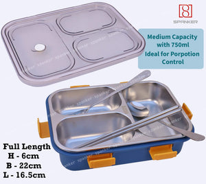 Spanker Magna Lunch Box Thermal Stainless Steel Insulation Box Tableware Set Portable Lunch Containers for Kid Adult Student Children Keep Food - 750 ML - Dark Blue