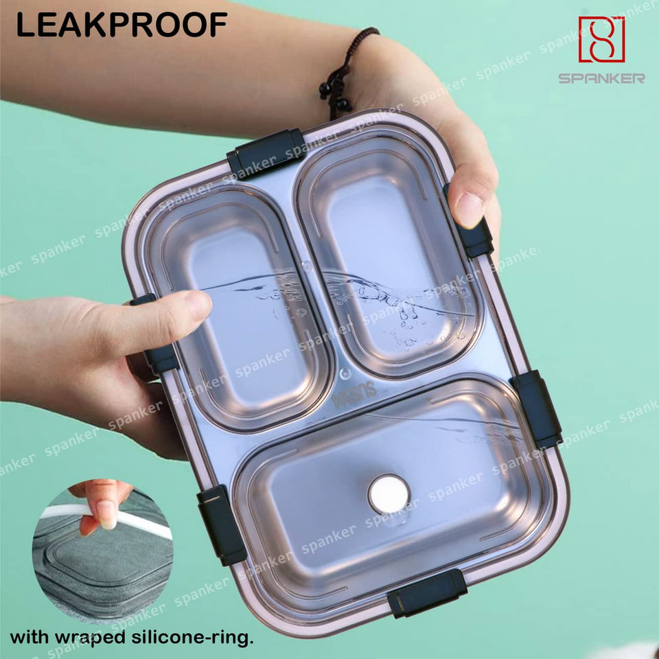 Spanker Magna Lunch Box Thermal Stainless Steel Insulation Box Tableware Set Portable Lunch Containers for Kid Adult Student Children Keep Food - 750 ML - Grey