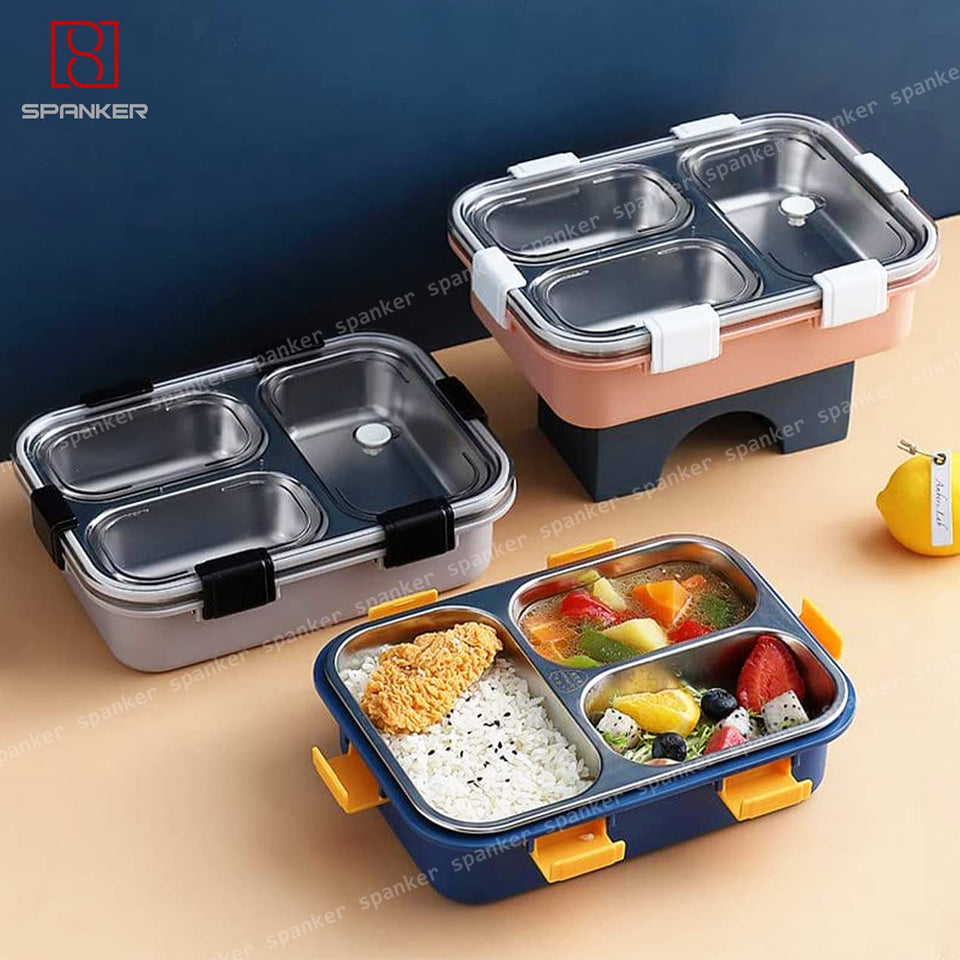Spanker Magna Lunch Box Thermal Stainless Steel Insulation Box Tableware Set Portable Lunch Containers for Kid Adult Student Children Keep Food - 750 ML - Grey