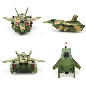 Toyshine 2 in 1 Tank Aircraft Convertible Tank & Jet Fighter Airplane Toy with Lights and Shooting Music - New