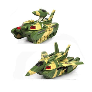 Toyshine 2 in 1 Tank Aircraft Convertible Tank & Jet Fighter Airplane Toy with Lights and Shooting Music - New