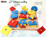 Toyshine Wooden Geometric Nine Shape Sorter (Multicolor 27 Pieces)