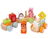 Toyshine Wooden Geometric Animal Block Train, Shape and Color Recognition Stacking Set Toys, Multi Color