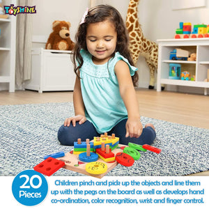 Toyshine Wooden 5 Angle Clown Shape Building Blocks Stacker Shape Sorter Column Puzzle Stacking Toy Set for Kids
