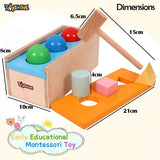 Toyshine Wooden 2 in 1 Wooden Ball Hammer Pound Shape Sorter Toy for Toddlers, 7 Shapes, 3 Balls 1 Hammer Toy Montessori Toys for Baby Boys & Girls Interactive Learning fine Motor Skills Toy
