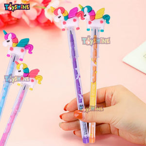 Toyshine Pack of 8 Flying Unicorn Colorful Pencils for Girls with Rubber Tops, Multi-color, Party Favor, Birthday Return Gifts