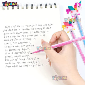 Toyshine Pack of 8 Flying Unicorn Colorful Pencils for Girls with Rubber Tops, Multi-color, Party Favor, Birthday Return Gifts