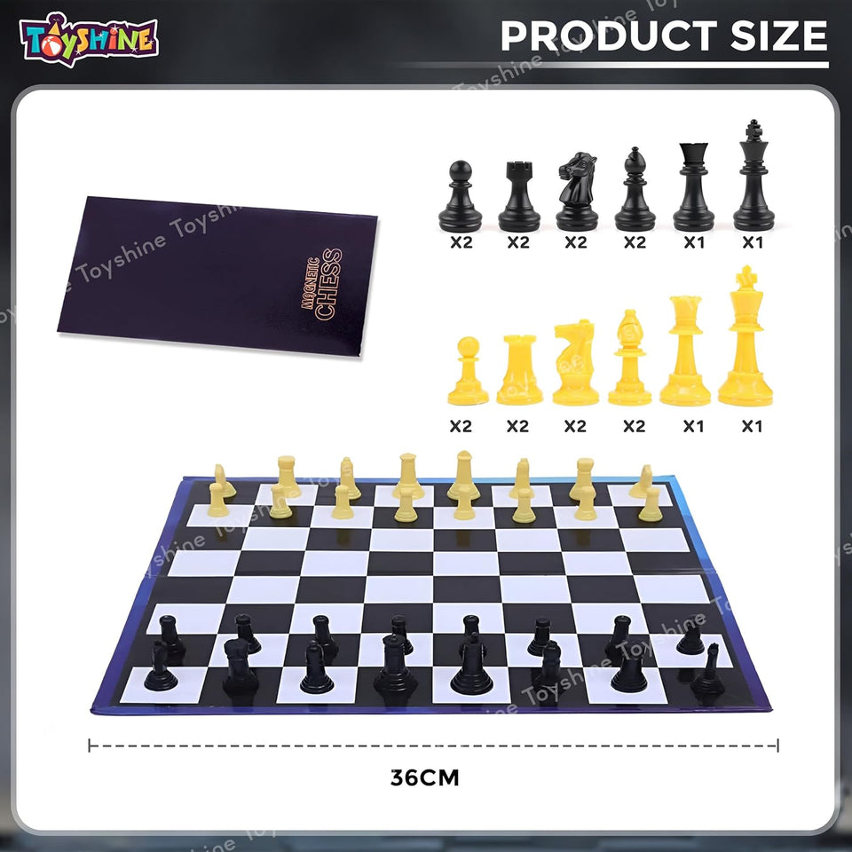 Toyshine 36cm Magnetic Chess Set with Folding Chess Board and Pieces Strategic,Challenging & Tactical Game for Beginner Kids 5 +