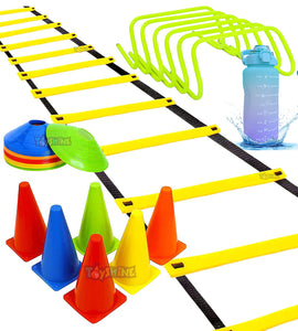 Toyshine Fitness Combo - 6 pc Hurdles, 6 pc Stacking Cones, 10 Pc Space Markers and 1 Pc Agility Ladder ((SSTP)