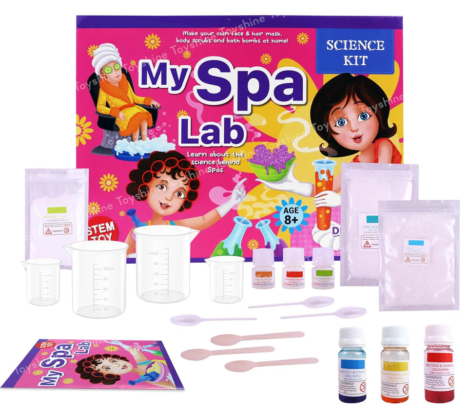 Toyshine My Spa Lab to Create Bath Bombs | Bath Salts | Body, Face Masks | STEM Educational Learning Creative Fun Science Project DIY Activity Toy Kit for Boys and Girls 6+