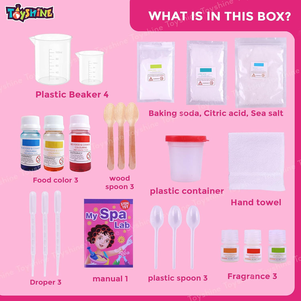 Toyshine My Spa Lab to Create Bath Bombs | Bath Salts | Body, Face Masks | STEM Educational Learning Creative Fun Science Project DIY Activity Toy Kit for Boys and Girls 6+