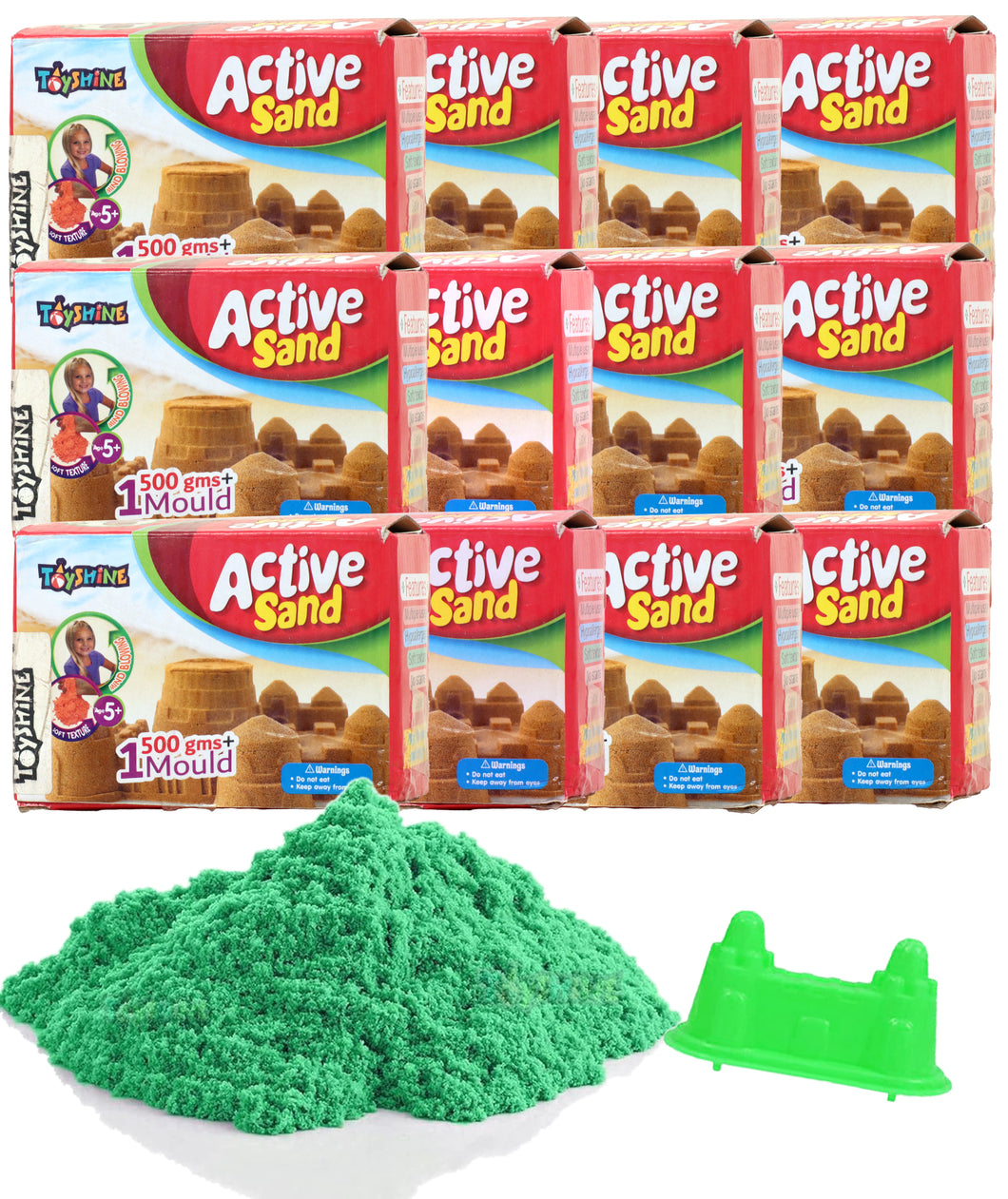 Toyshine Creative Sand Set for Kids – Natural Sand Kit for Kids,| Soft Sand Clay Toys for Kids Boys Girls Without Mould - 500G, Green - Pack of 12 A Return Gift Set