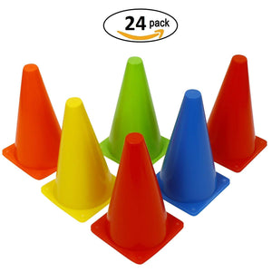 Toyshine 9 Inch Plastic Multicolored Stacking Cones  | Perfect for Sports Training Shapes Color Recognition | Set of 24 (SSTP)