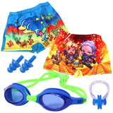 Toyshine Swimming Combo with 2 trunks, Goggles, Swimming Cap, Nose Clip, 2 Ear Plugs Design