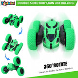 Toyshine Stunt Racing RC Car 4WD Remote Control Car 360 Degree Flips Double Sided Walking Rotating Stunt Car Electric Rechargeable Off Road - Green