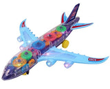 Toyshine Transparent Bump and Go Dreamliner Plane Aeroplane with 3D Lightning, Moving Gears and Music | Birthday Toy Gift for 2-5 Year old Boy, Girl, Baby (1 Pc)