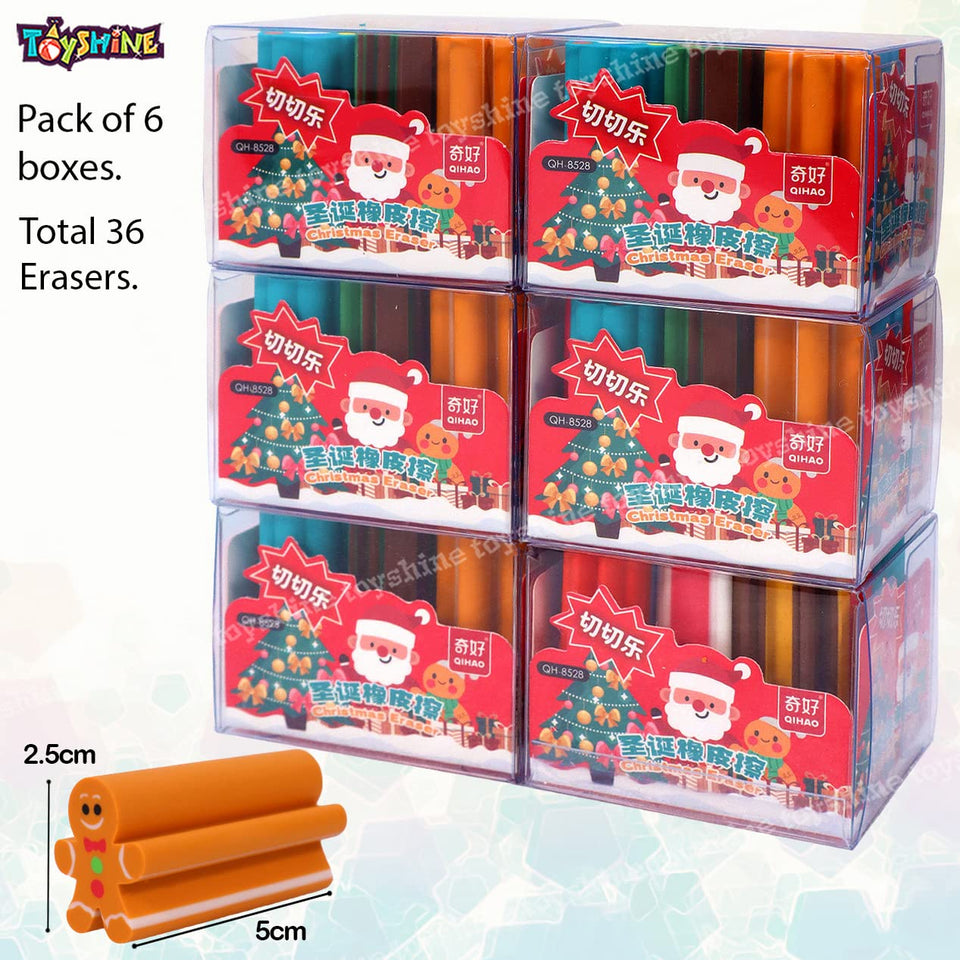 Toyshine Pack of 36 Christmas Erasers- 3D Erasers Snowman Santa Claus Party Favors Children Study Supplies Classroom Reward Xmas Gift