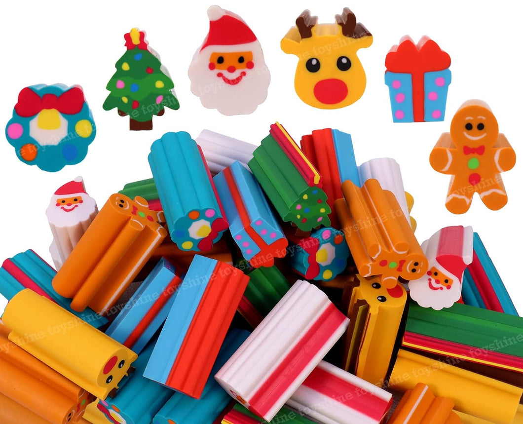 Toyshine Pack of 36 Christmas Erasers- 3D Erasers Snowman Santa Claus Party Favors Children Study Supplies Classroom Reward Xmas Gift