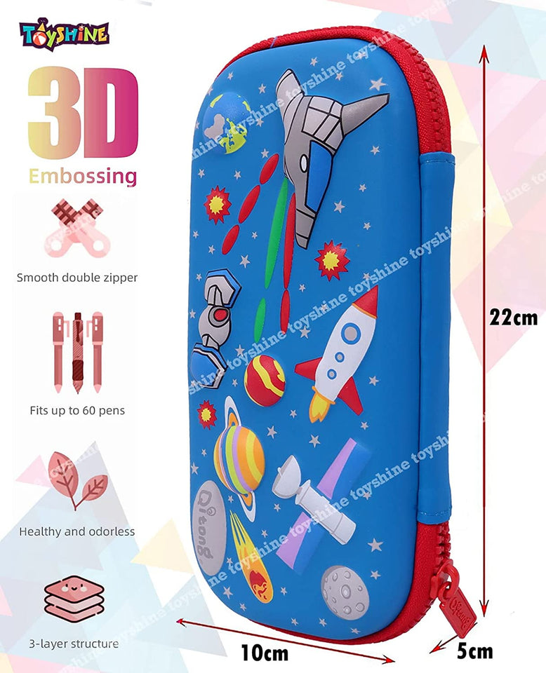 Toyshine Space Rocket Hardtop Pencil Case with Compartments Students Stationery Box