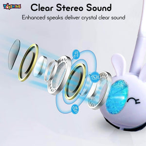 Toyshine Rabbit Design Headphone, Stereo with Mic Earphone, Stylish Headphones for Girls/Boys 3.5mm Jack On Ear Wired- Blue