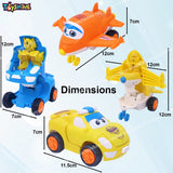 Toyshine Pack of 4 Toy Transforming Robot Cars and Plane (2 Cars, 2 Planes) Push and Go Play Set Friction Powered Vehicles for Babies Toddlers Kids Boys Girls Age 3+ Years Old Multi-Color