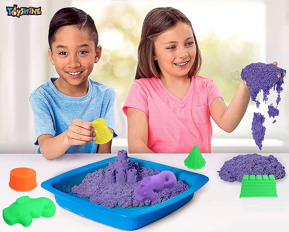 Toyshine 1 Kg Creative Sand for Kids with Free 8 pcs Castle Molds 1 Bonus Mold | Kids Activity Toy Soft Sand Clay - Purple