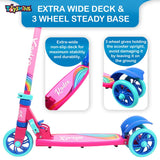 Toyshine Rodeo Runner Scooter for Kids with Protective Gears, Anti Slip ABS Base and Aluminium Structure Ride-on, Height Adjustable, 3 Wheel Rider for Boys and Girls Ages 3+, Pink