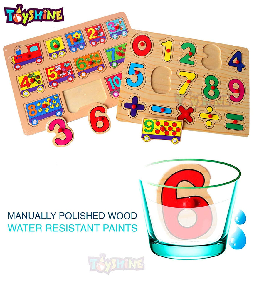 Toyshine Wooden ABC ABD 123 Letters and Numbers Puzzle Toy, Educational and Learning Toy - B - Set 2