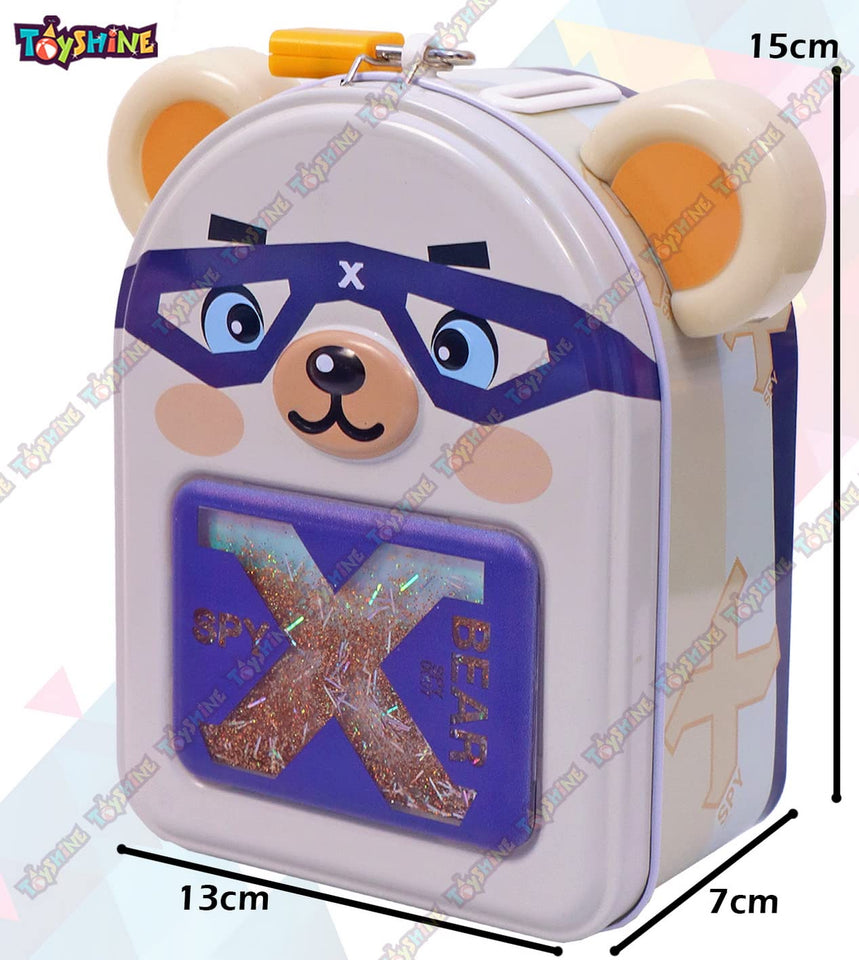 Toyshine Bear Money Box Safe Piggy Bank with Lock, Savings Bank for Kids, Made of Tin Metal - Yellow Bear