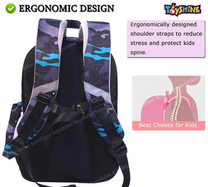 Toyshine Camouflage High School College Backpacks for Teen Girls Boys Lightweight Bag-Blue