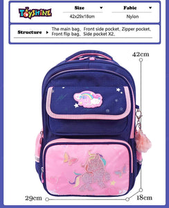 Toyshine Unicorn High School College Backpacks for Teen Girls Boys Lightweight Bag - Blue