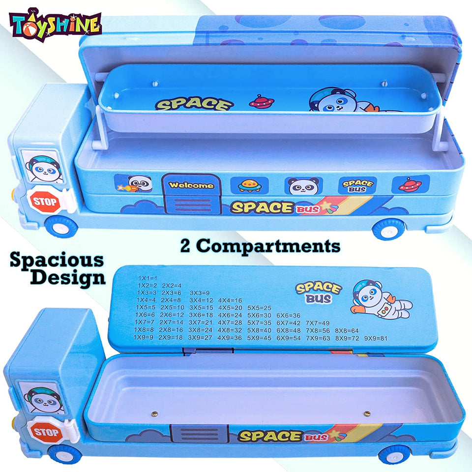 Pencil Box for Kids Bus with Moving Tyres