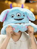 Toyshine LED Glowing Plush Monster Hat Funny Glowing and Ear Moving Bunny Hat Cap for Women Girls Blue