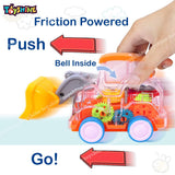 Toyshine Transparent Gear Moving Truck Construction Miniature Toy Friction Powered - Light and Ding Sound-1 Pc Design May Vary